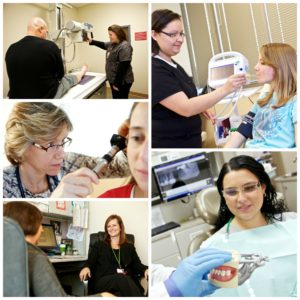 collage of providers working with patients 