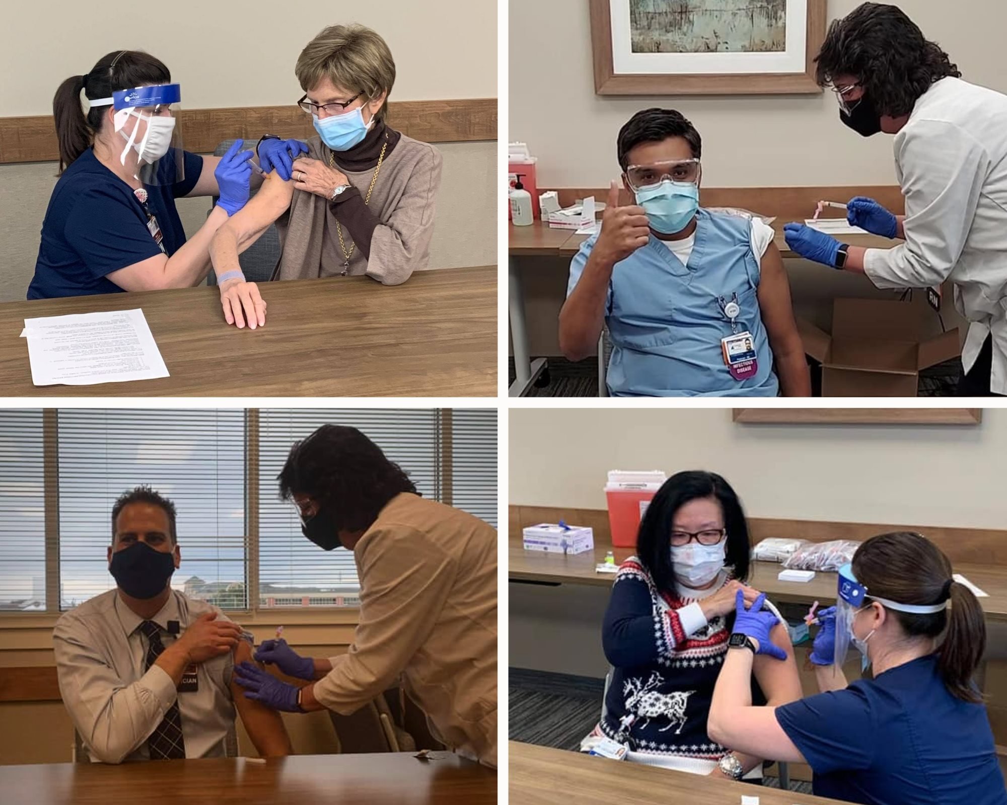 collage photo of staff receiving vaccine