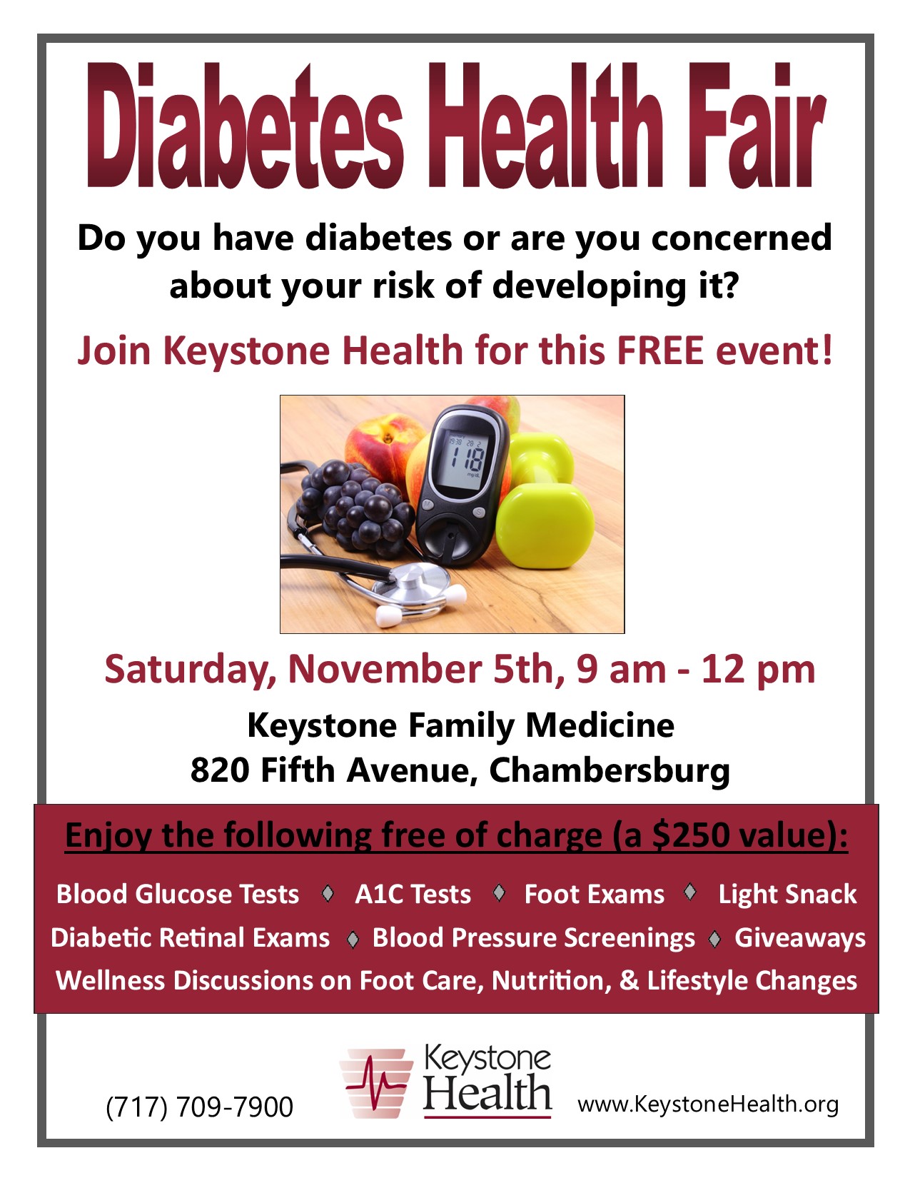 Diabetes health fair event flyer 