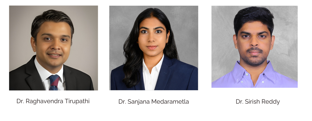 Three professional headshots: a man in a suit and tie, a woman in a navy blazer and white shirt, and a man in a light purple shirt. Each person is identified with a name and title below their photo.